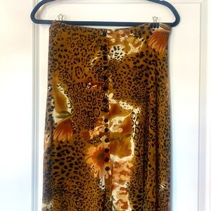 Vintage button down floral leopard maxi skirt